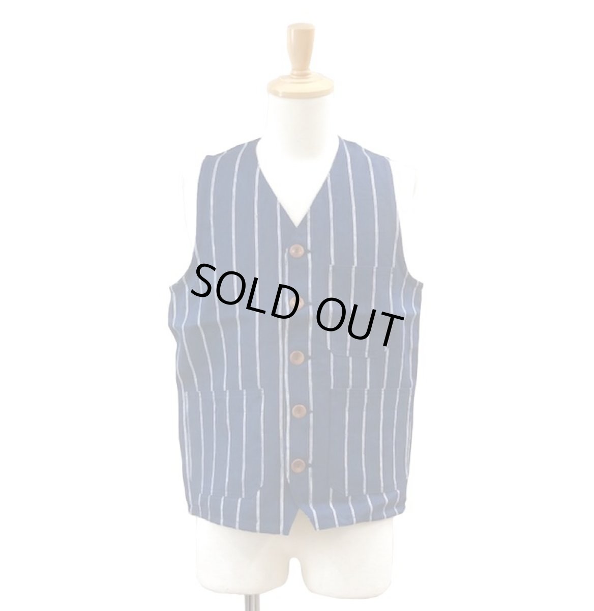 画像2: Dapper`s(ダッパーズ) Classical Linen Stripe Work Vest (2)