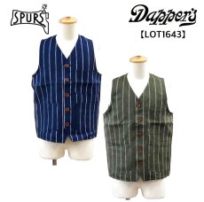 画像1: Dapper`s(ダッパーズ) Classical Linen Stripe Work Vest (1)