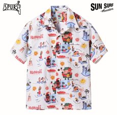 画像1: SUNSURF (サンサーフ) COTTON × LINEN HOPSACK OPEN SHIRT “ハワイへ行こう！” by 柳原良平 with MOOKIE (1)