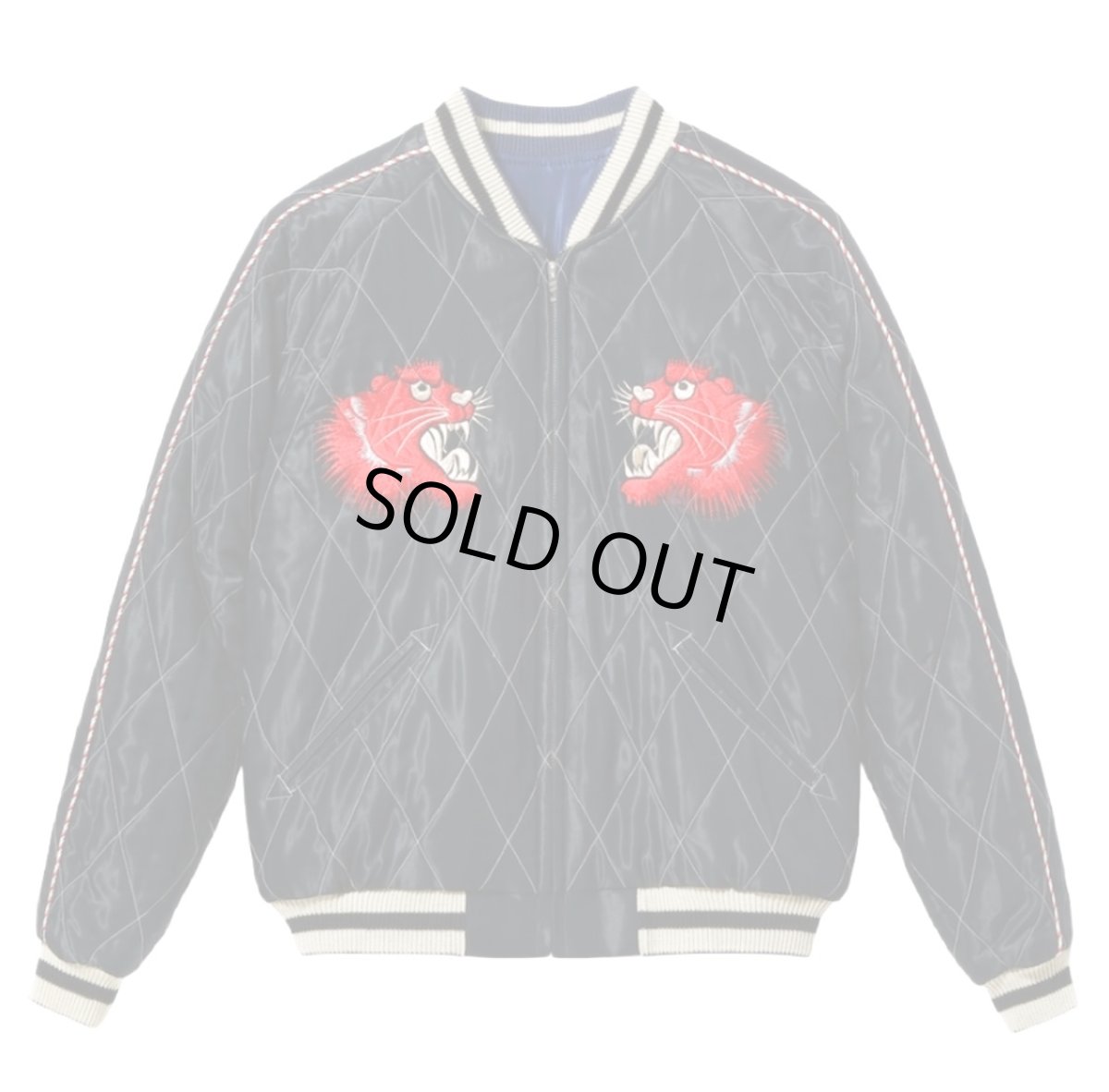 画像2: TAILOR TOYO (テーラー東洋) Mid 1950s Style Acetate Quilted Souvenir Jacket “RED TIGER” × “JAPAN MAP” (2)