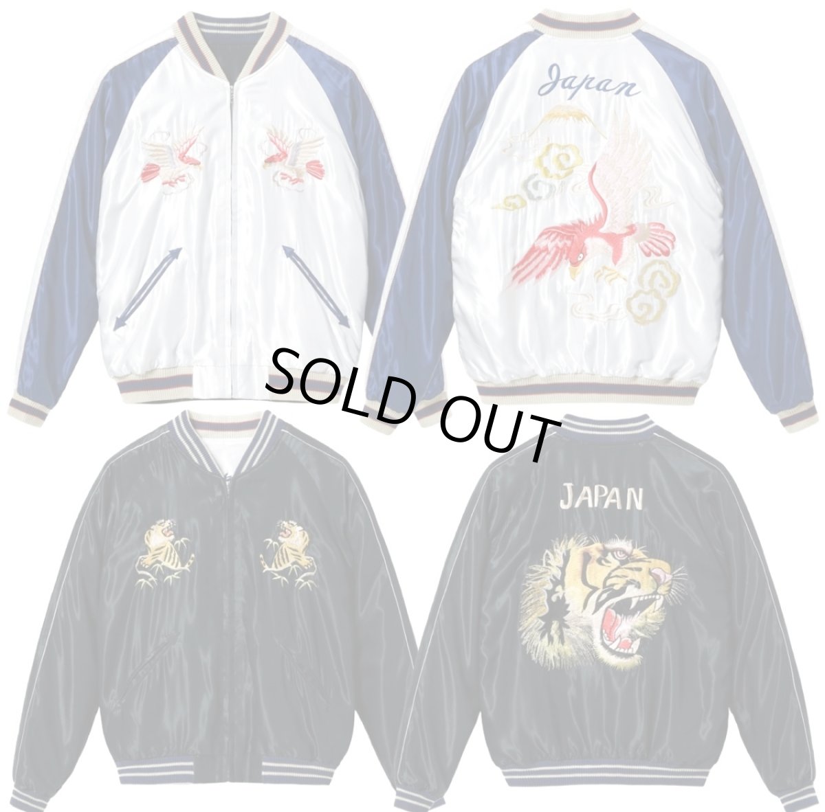 画像1: TAILOR TOYO (テーラー東洋) Early 1950s Style Acetate Souvenir Jacket “RED EAGLE” × “TIGER HEAD” (1)