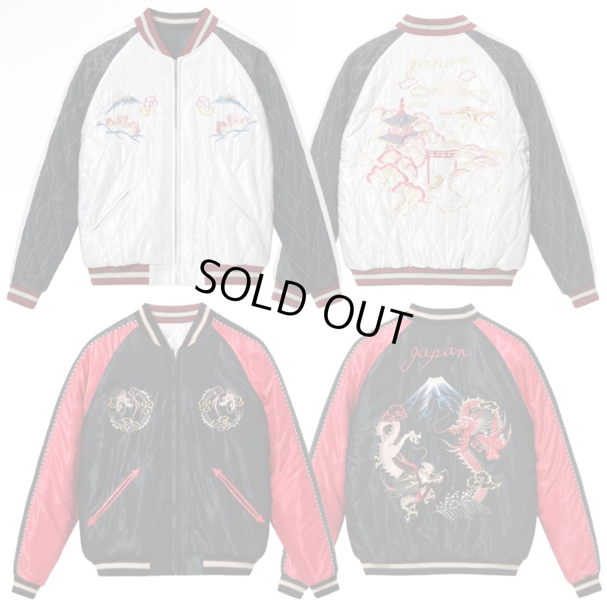 画像1: TAILOR TOYO (テーラー東洋) Mid 1950s Style Acetate Quilted Souvenir Jacket “LANDSCAPE” × “DUELLING DRAGONS” (1)