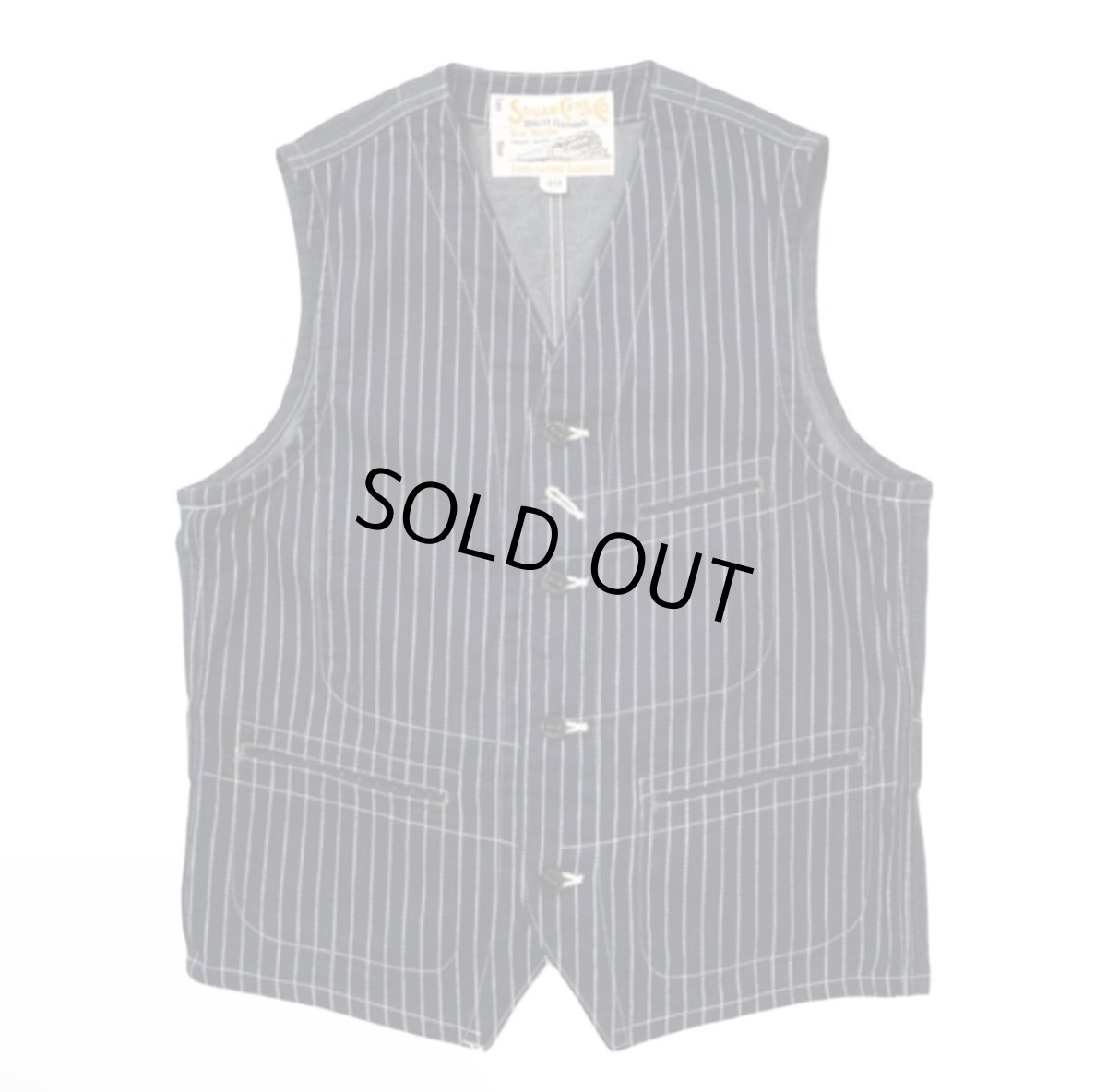 画像2: SUGAR CANE (シュガーケーン) 9oz. WABASH STRIPE WORK VEST (2)