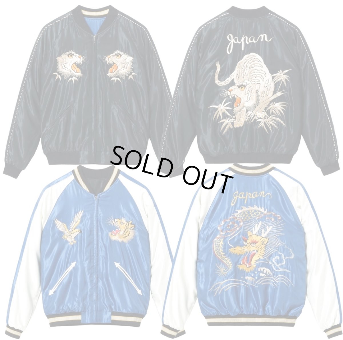 画像1: TAILOR TOYO (テーラー東洋) Mid 1950s Style Acetate Souvenir Jacket “WHITE TIGER” × “GOLD DRAGON” (1)