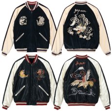 画像1: TAILOR TOYO (テーラー東洋 ) Mid 1950s Style Velveteen (Two-tone) × Acetate Souvenir Jacket “WHITE DRAGON” × “EAGLE”  (1)