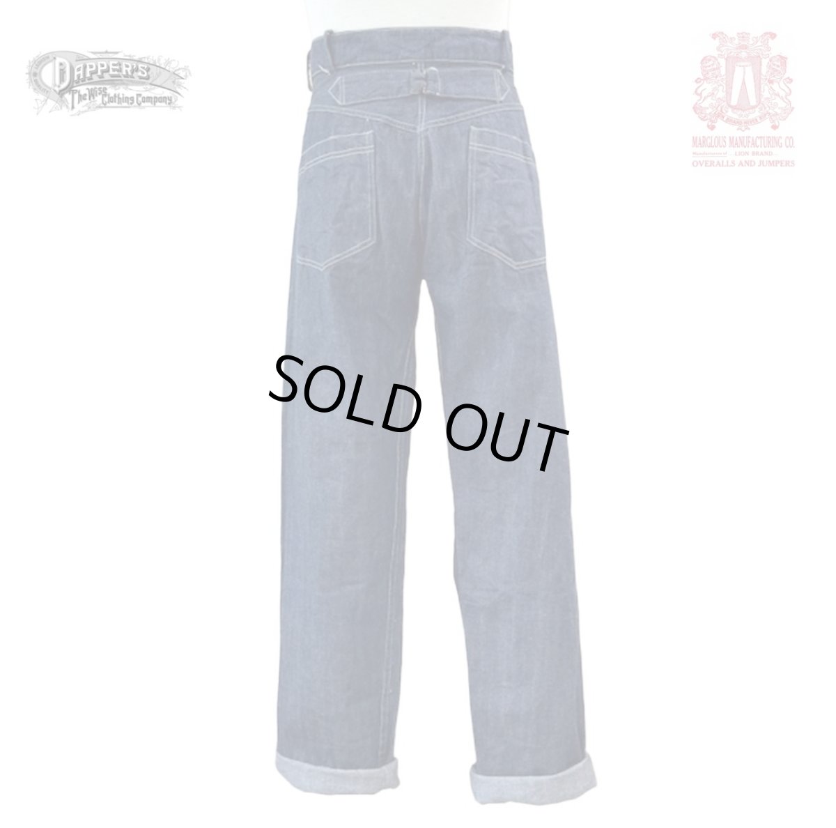 画像1: LION BRAND (ライオンブランド) Denim Work Pants with Buckle Back  (1)