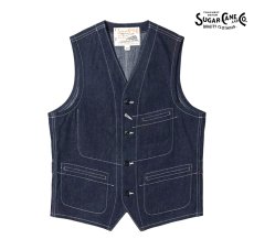 画像1: SUGAR CANE (シュガーケーン) 11oz. BLUE DENIM WORK VEST (1)