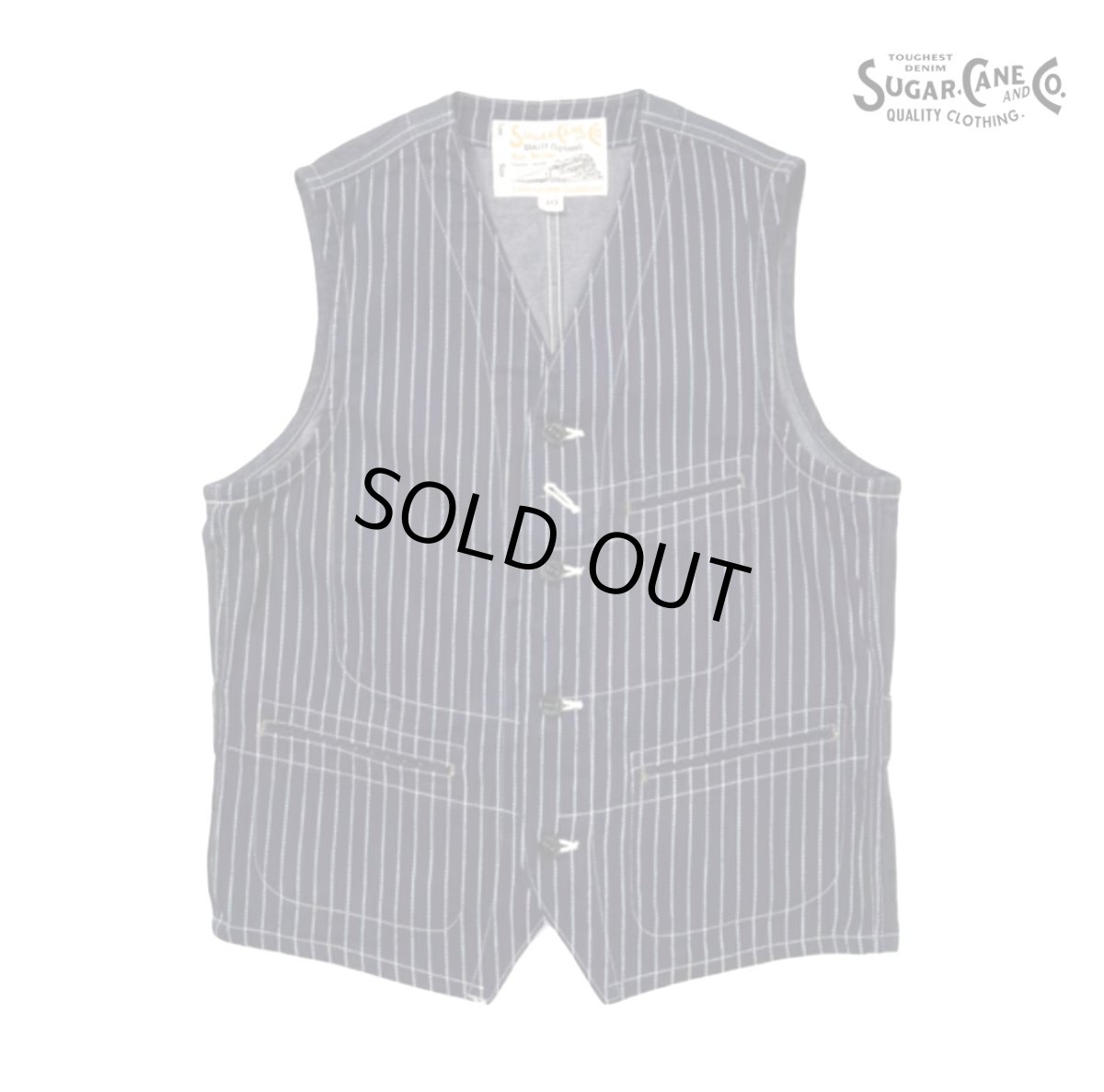 画像1: SUGAR CANE (シュガーケーン) 9oz. WABASH STRIPE WORK VEST (1)
