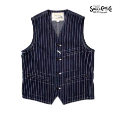 画像1: SUGAR CANE (シュガーケーン) 9oz. WABASH STRIPE WORK VEST (1)